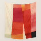 Warm Abstract Color Blocks in Red Orange and Cream Wall Tapestry Gallery Image 4