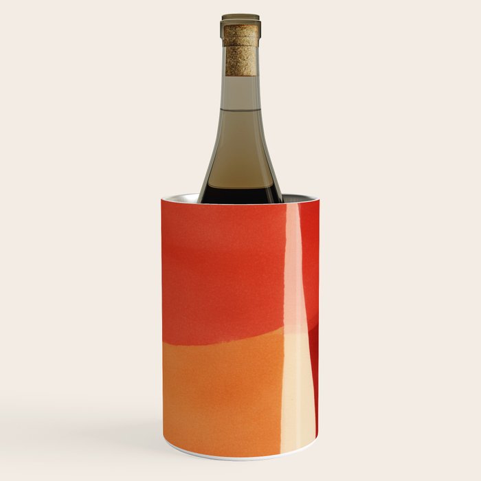 Warm Abstract Color Blocks in Red Orange and Cream Wine Chiller Gallery Image 1