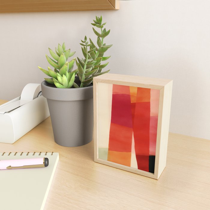 Warm Abstract Color Blocks in Red Orange and Cream Mini Art Print Gallery Image 2