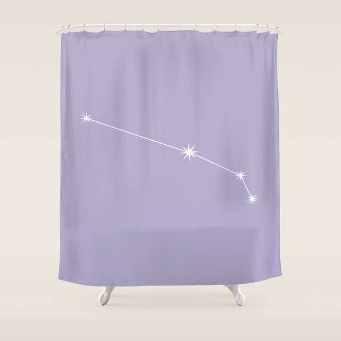 Aries Zodiac Star Constellation Line Art Pastel Lavender Shower Curtain Gallery Image 1