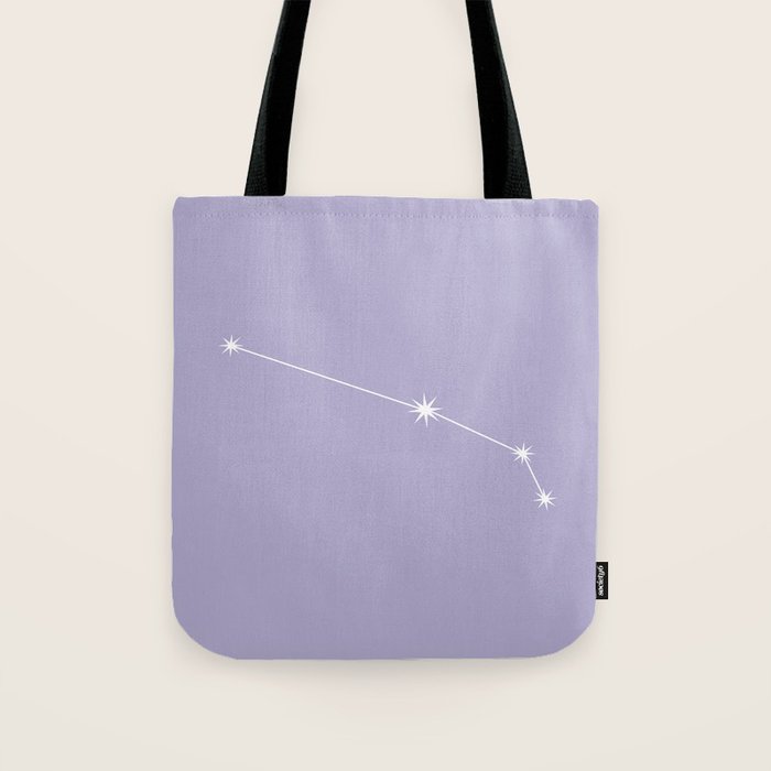 Aries Zodiac Star Constellation Line Art Pastel Lavender Tote Bag Gallery Image 1