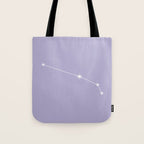 Aries Zodiac Star Constellation Line Art Pastel Lavender Tote Bag Gallery Image 1