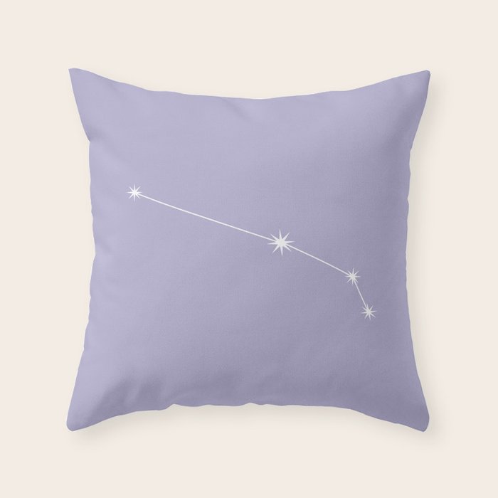 Aries Zodiac Star Constellation Line Art Pastel Lavender Throw Pillow Gallery Image 6