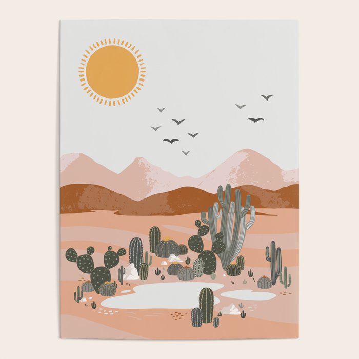 Desert Landscape Oasis Poster Gallery Image 1
