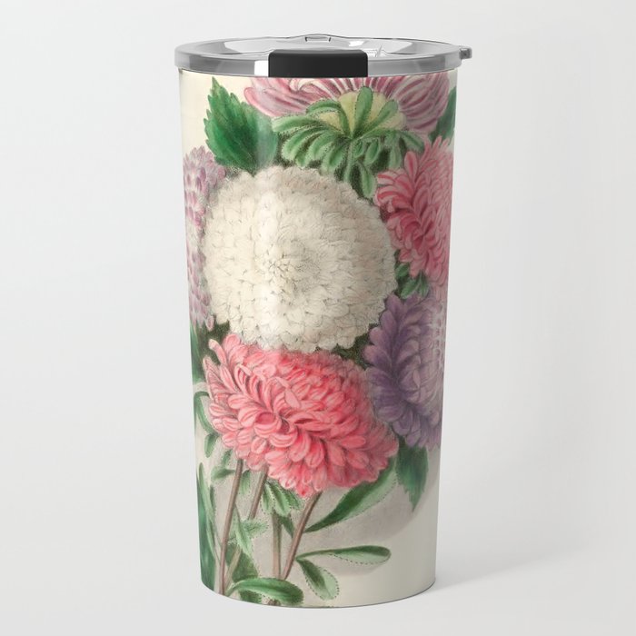  Asters by Clarissa Munger Badger, "Floral Belles," 1866 (benefitting The Nature Conservancy) Travel Mug Gallery Image 1