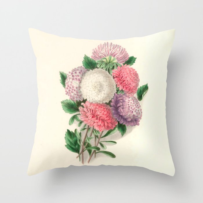  Asters by Clarissa Munger Badger, "Floral Belles," 1866 (benefitting The Nature Conservancy) Throw Pillow Gallery Image 6