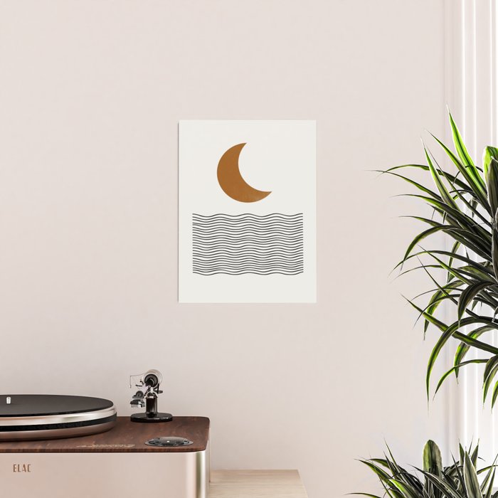 Moon by the ocean Poster Gallery Image 2