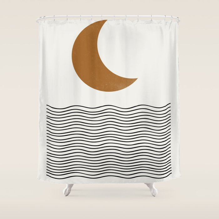 Moon by the ocean Shower Curtain Gallery Image 1