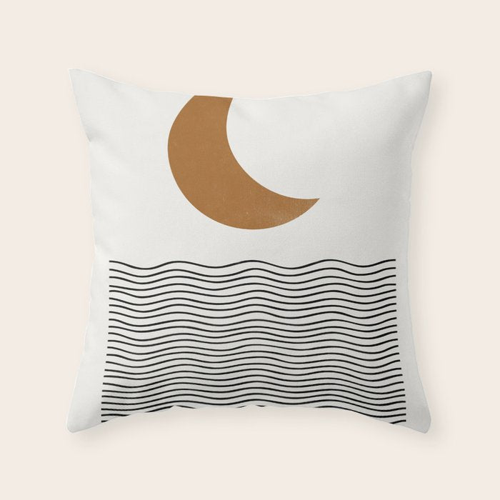 Moon by the ocean Throw Pillow Gallery Image 1