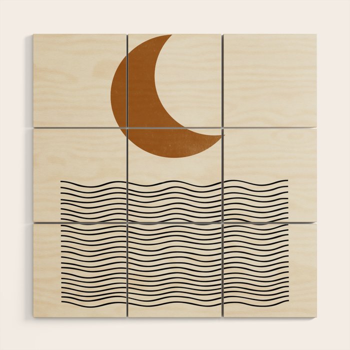 Moon by the ocean Wood Wall Art Gallery Image 1
