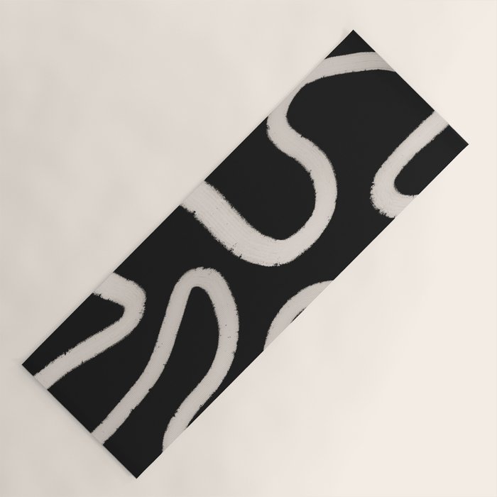 Abstract Brush Strokes: Black & White Yoga Mat Gallery Image 1