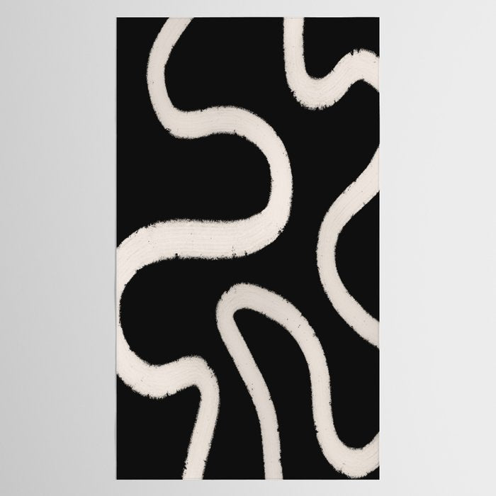 Abstract Brush Strokes: Black & White Tablecloth Gallery Image 2
