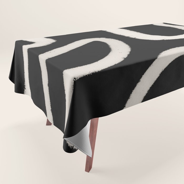 Abstract Brush Strokes: Black & White Tablecloth Gallery Image 1