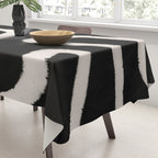 Abstract Brush Strokes: Black & White Tablecloth Gallery Image 3