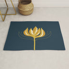  Fleur Exotique - Floral Minimalism in Mustard and Navy  Rug Gallery Image 1