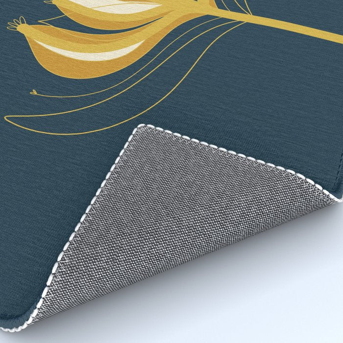  Fleur Exotique - Floral Minimalism in Mustard and Navy  Rug Gallery Image 4