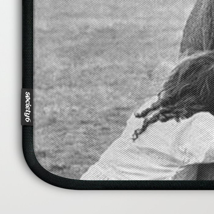 Odd Best Friends, Sweet Little Girl hugging elephant black and white photograph Laptop Sleeve Gallery Image 3