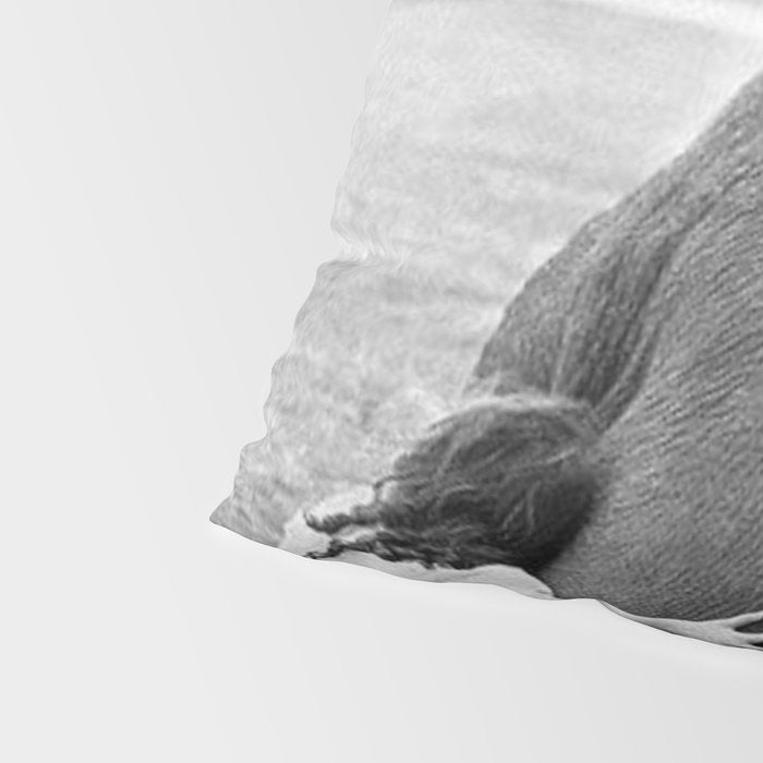 Odd Best Friends, Sweet Little Girl hugging elephant black and white photograph Pillow Sham Gallery Image 4