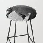 Odd Best Friends, Sweet Little Girl hugging elephant black and white photograph Stool Gallery Image 2