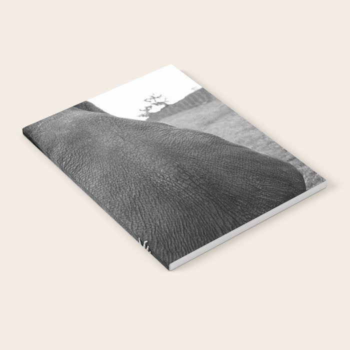 Odd Best Friends, Sweet Little Girl hugging elephant black and white photograph Notebook Gallery Image 2