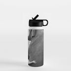 Odd Best Friends, Sweet Little Girl hugging elephant black and white photograph Water Bottle Gallery Image 1