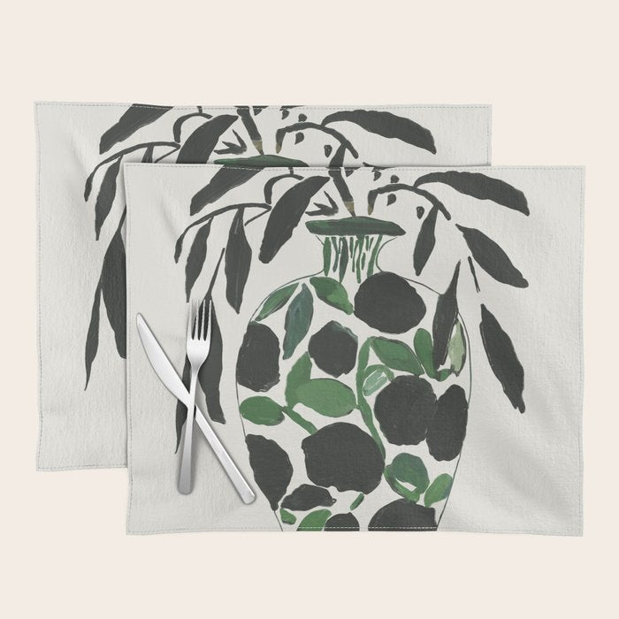 Green and Black Still Life Placemat Gallery Image 1
