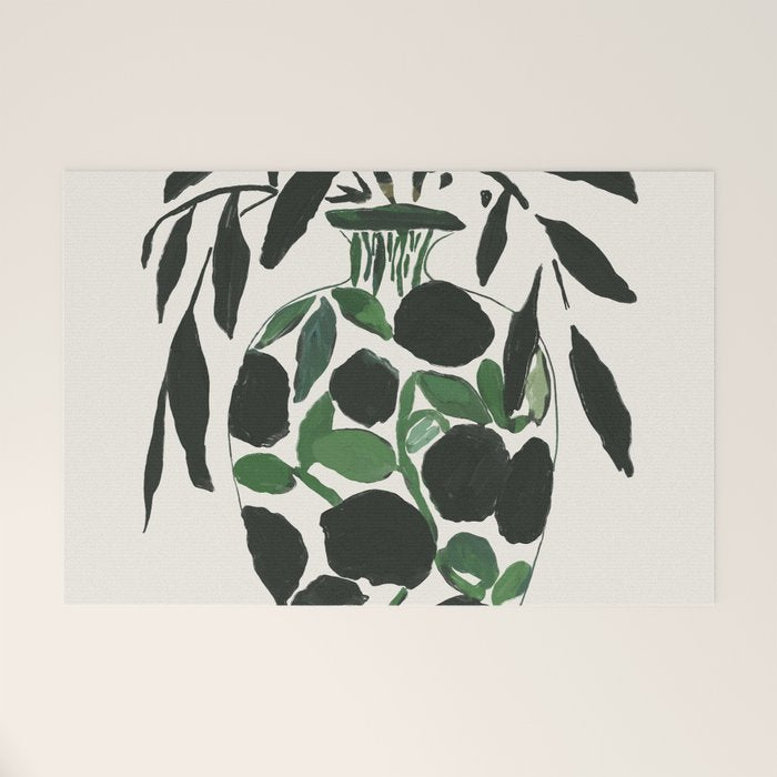 Green and Black Still Life Welcome Mat Gallery Image 1