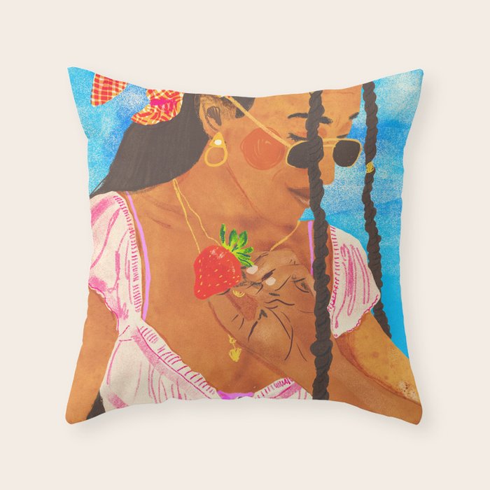 Strawberry picnic Throw Pillow Gallery Image 1