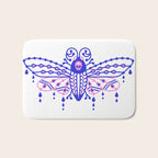 Death's Head Hawkmoth - Indigo & Pink Palette Bath Mat Gallery Image 1