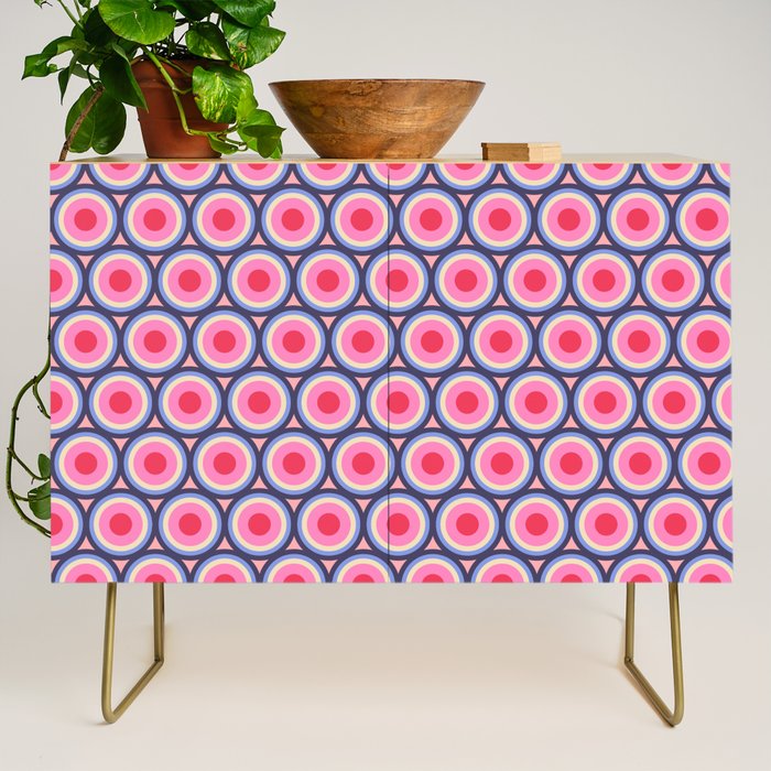 Geometric Mid Century Modern Pattern - Pink background  Credenza Gallery Image 1