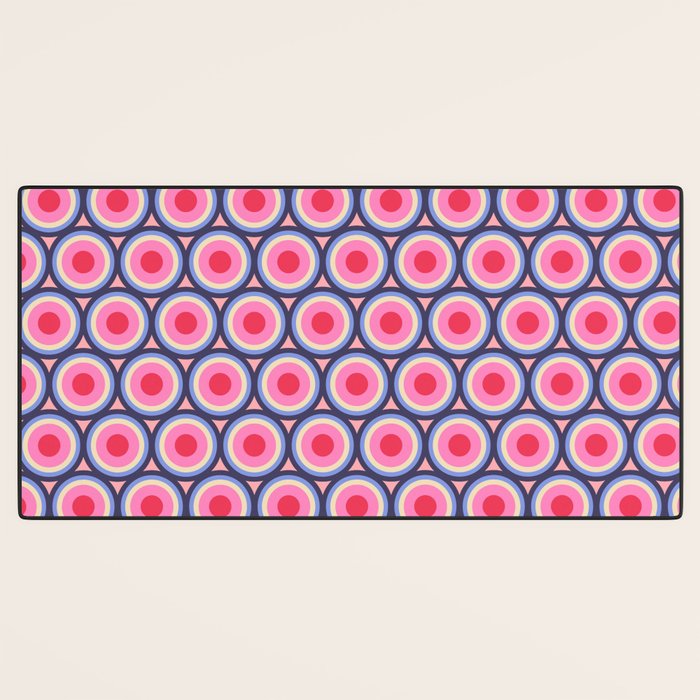 Geometric Mid Century Modern Pattern - Pink background  Desk Mat Gallery Image 3