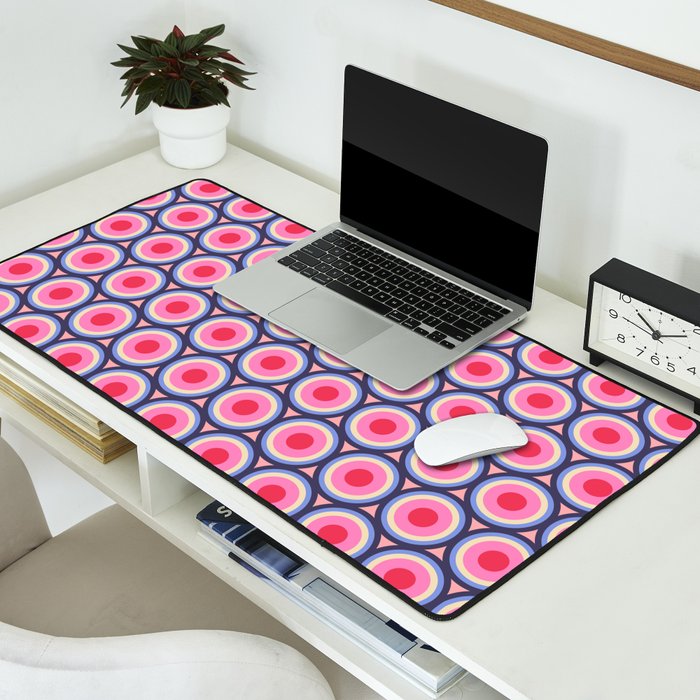 Geometric Mid Century Modern Pattern - Pink background  Desk Mat Gallery Image 2