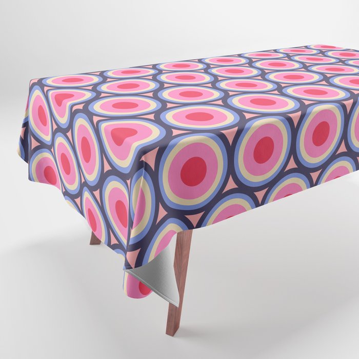 Geometric Mid Century Modern Pattern - Pink background  Tablecloth Gallery Image 1