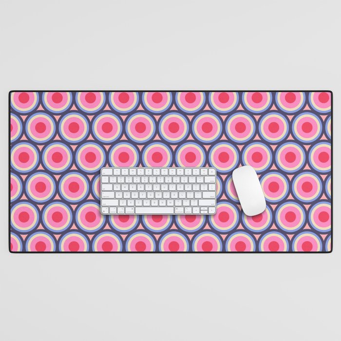 Geometric Mid Century Modern Pattern - Pink background  Desk Mat Gallery Image 1