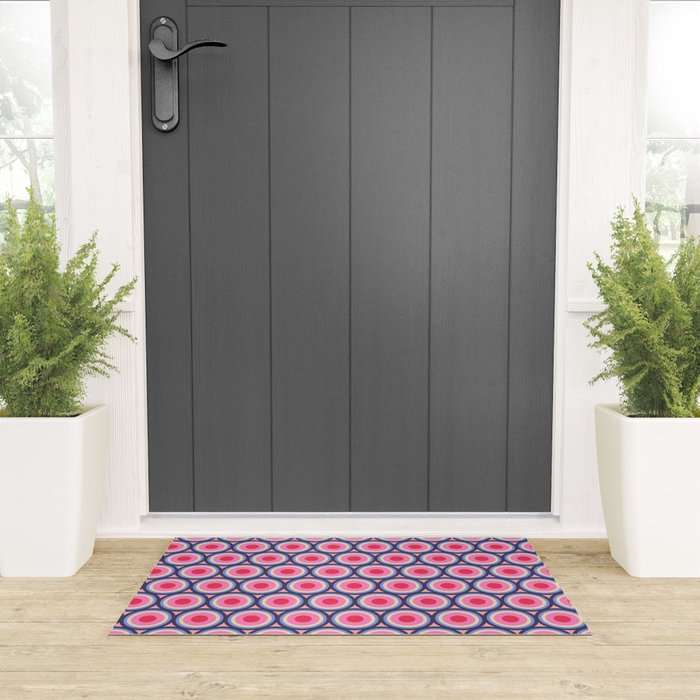 Geometric Mid Century Modern Pattern - Pink background  Welcome Mat Gallery Image 3