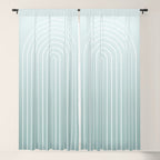 Ombre Arch XVII Natural Teal Gradient Modern Geometric Lines Window Curtain Gallery Image 5