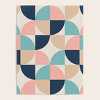 Mid Century Modern Geometric Pattern 455 Peach Blue and Beige Poster Gallery Image 4