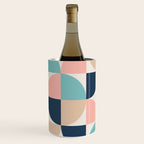 Mid Century Modern Geometric Pattern 455 Peach Blue and Beige Wine Chiller Gallery Image 2