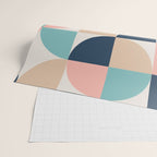 Mid Century Modern Geometric Pattern 455 Peach Blue and Beige Wrapping Paper Gallery Image 2