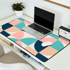 Mid Century Modern Geometric Pattern 455 Peach Blue and Beige Desk Mat Gallery Image 2