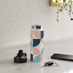 Mid Century Modern Geometric Pattern 455 Peach Blue and Beige Water Bottle Gallery Image 4