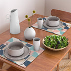Mid Century Modern Geometric Pattern 455 Peach Blue and Beige Placemat Gallery Image 2