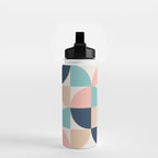 Mid Century Modern Geometric Pattern 455 Peach Blue and Beige Water Bottle Gallery Image 2