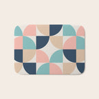 Mid Century Modern Geometric Pattern 455 Peach Blue and Beige Bath Mat Gallery Image 1