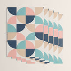 Mid Century Modern Geometric Pattern 455 Peach Blue and Beige Wrapping Paper Gallery Image 3