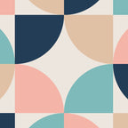 Mid Century Modern Geometric Pattern 455 Peach Blue and Beige Coffee Mug Gallery Image 2