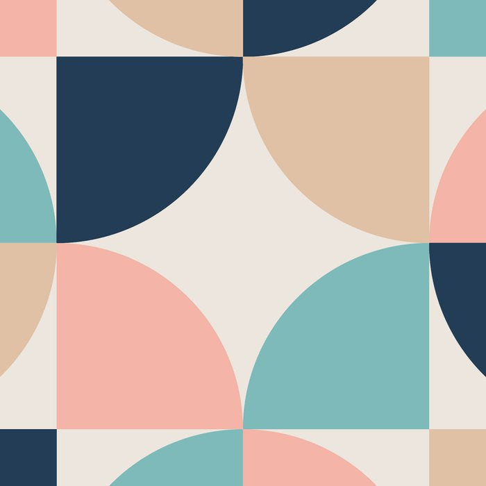 Mid Century Modern Geometric Pattern 455 Peach Blue and Beige Coffee Mug Gallery Image 2