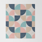 Mid Century Modern Geometric Pattern 455 Peach Blue and Beige Throw Blanket Gallery Image 2