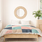 Mid Century Modern Geometric Pattern 455 Peach Blue and Beige Duvet Cover Gallery Image 3