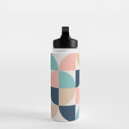Mid Century Modern Geometric Pattern 455 Peach Blue and Beige Water Bottle Gallery Image 3